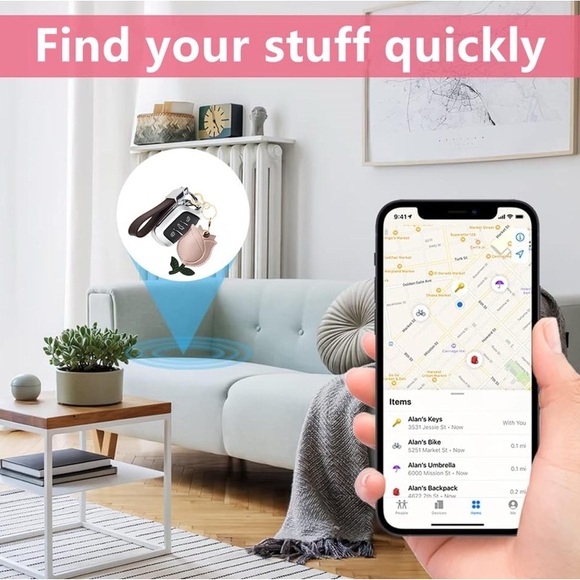 Leather Rose AirTag Keychain Or Bag Charm - Picture 5 of 6